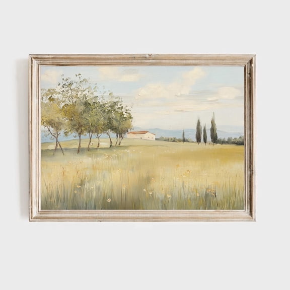 Italian Countryside Poster, Tuscan Landscape Wall Art, Mediterranean Villa, Farmhouse Decor, Rural Field Art, Modern Pastoral Poster, 8x12 UNFRAMED