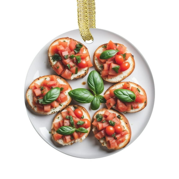 Italian Cuisine Bruschetta Toasts Food Lovers Foodie Novelty Holiday Christmas Ornament Xmas Tree Gift (Flat Design Printed on Ceramic, NOT 3D)