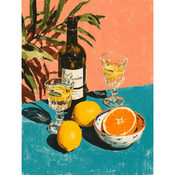 Italian Cuisine Canvas Art Print, Matisse Style Food Wall Decor, Trendy Kitchen & Apartment Wall Art