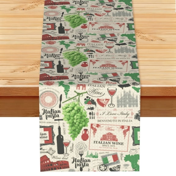 Italian Cuisine Italy VintageFood Wine Cafe Italy Bar European Europe Table Runner 13x72 Inch for Dining Table Kitchen Wedding Party Decor Fireplace Mantle