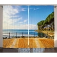 thumbnail image 1 of Ambesonne Italian Curtains 2 Panel Set, Bolsena Lake Italy View, 108" x 63", Blue and Pale Brown, 1 of 2
