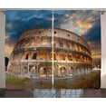thumbnail image 1 of Ambesonne Italian Curtains 2 Panel Set, Colosseum at Sunset, 108" x 90", Blue Tan, 1 of 3