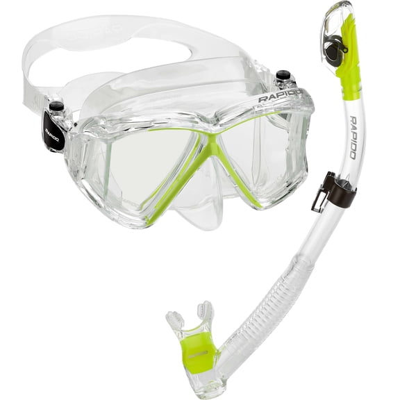 Italian Design Panto-180 Premium Tempered Glass Lens Panoramic Side-View Snorkel Mask Superior Dry Snorkel Set