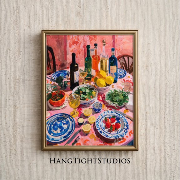 Italian Dinner Table Still Life Poster Unframed Paper Print