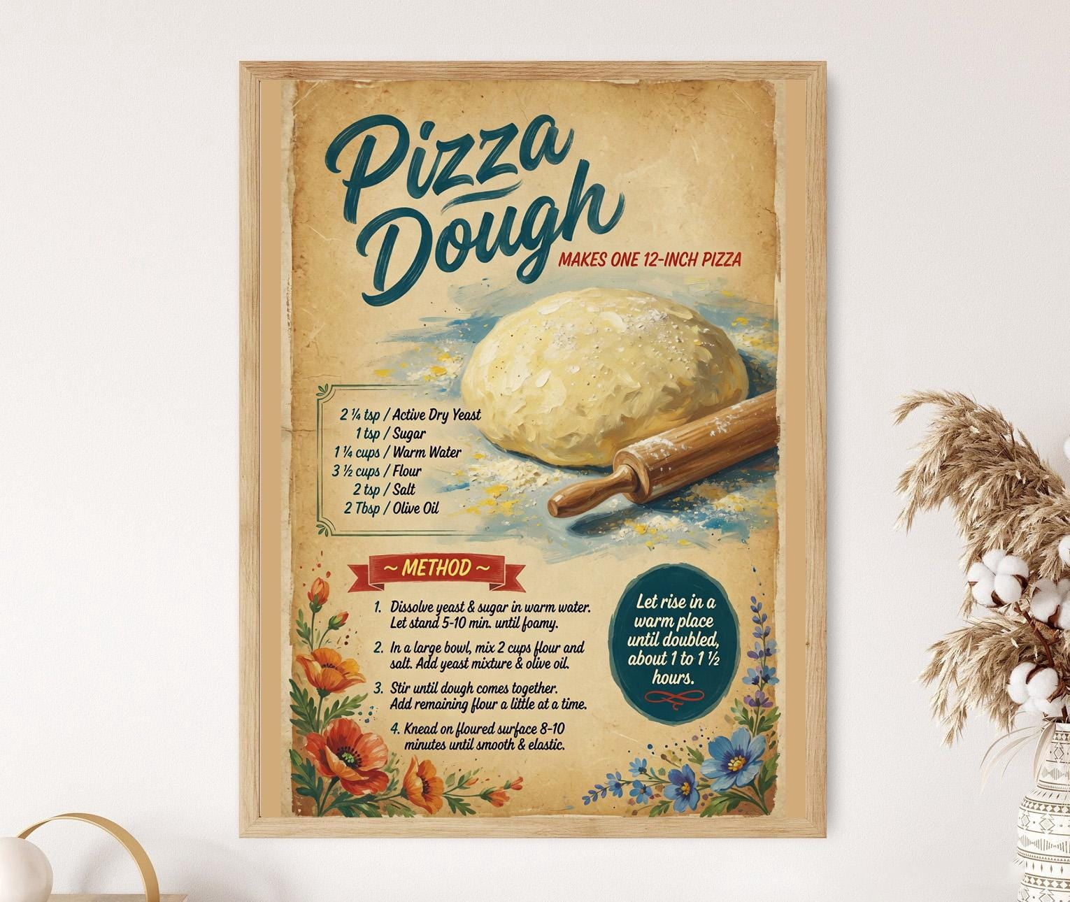 Italian Dough Recipe Kitchen Baking Guide Poster , Poster Print Only ...