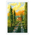 thumbnail image 1 of Italian Earth - Italy - Italian Villa Cypress Trees - From an Original Watercolor Painting by Robin Wethe Altman - Fine Art Matte Paper Print (Unframed) 30x44in, 1 of 4