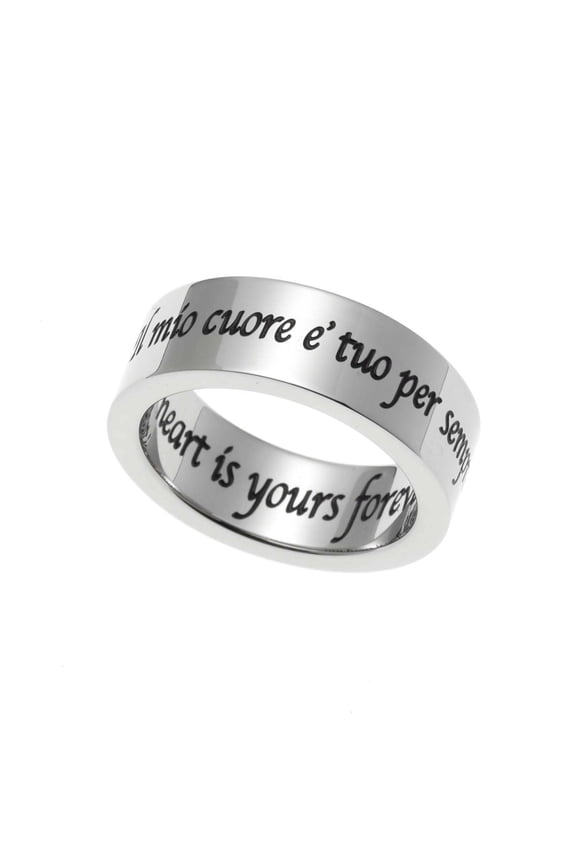 Italian Engraved "My Heart is Yours Forever" Stainless Steel Couples Ring size 7