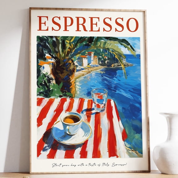 Italian Espresso Coffee Shop Retro Poster UNFRAMED PAPER POSTER, Home Decor