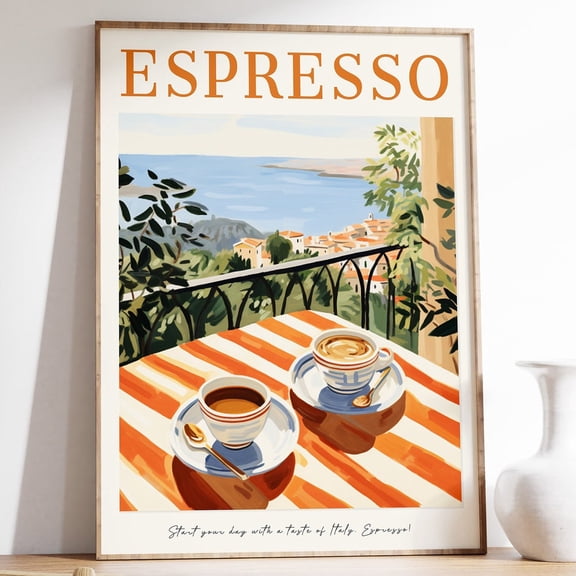 Italian Espresso Coffee Vintage Cafe Poster UNFRAMED PAPER POSTER, Home Decor