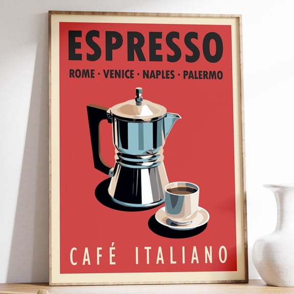 Italian Espresso Coffee Vintage Poster UNFRAMED PAPER POSTER, Home Decor