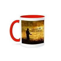 3drose, Italian Fathers Day for Dad in a Sunrise Fishing Theme, 11oz Two-tone Red Mug