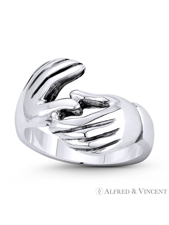 Italian Fede / Gimmel / Gimmal 3-13.5mm Love & Fidelity Promise Ring in Oxidized .925 Sterling Silver