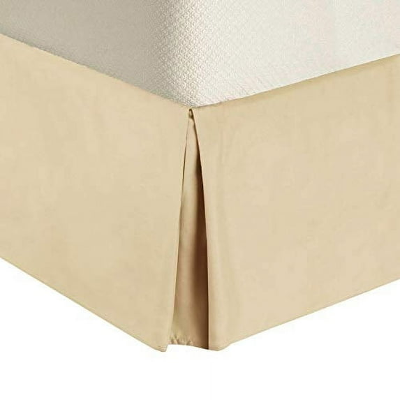 Italian Finish Egyptian Cotton Tailored Split Corner Bed Skirt with 18-inch Drop Length - Queen Size (60 x 80) Color Beige (Solid Style) Made from 550 Thread Count