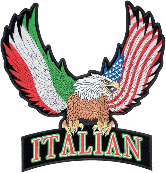 Italian Flag American Eagle & Rocker Patch, Large Size