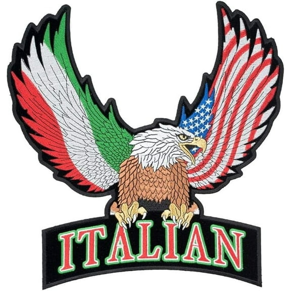 Italian Flag American Eagle & Rocker Patch, Large Size
