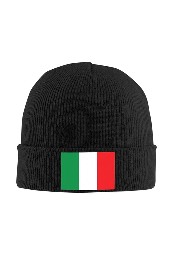 Italian Flag Beanie Hat Knit Hat Skull Cap for Men Women Winter Hat Black