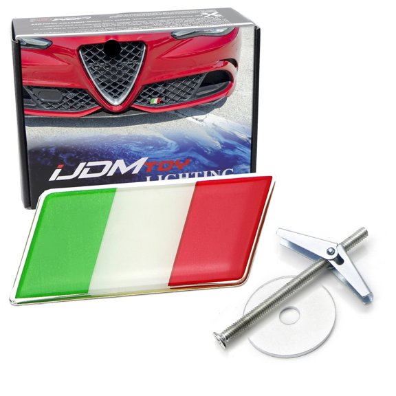 Italian Flag Emblem Badge w/Grille/Mesh Mount Toggle Bolt Anchor For Alfa Romeo 952 Series Giulia