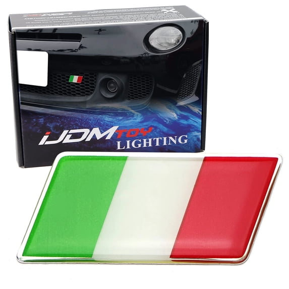 Italian Flag Emblem Badge with L Shaped Mounting Bracket Fit Car Front Grille For Fiat Alfa Romeo Ferrari Maserati Lamborghini, etc
