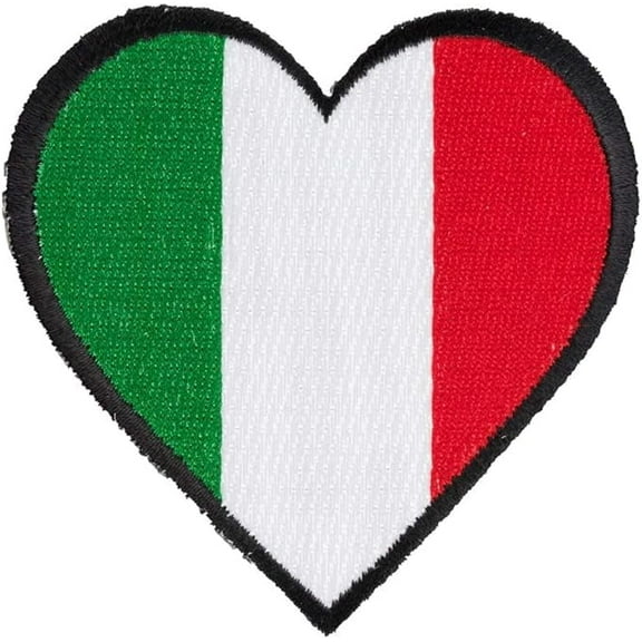 Italian Flag Heart Shaped Patch, Italian Pride Patches