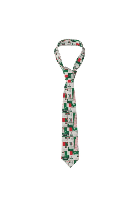 Italian Flag Italy Map Vintage Envelope Men's Formal Necktie Business Suit Accessory Ties for Weddings Banquets Office Gift