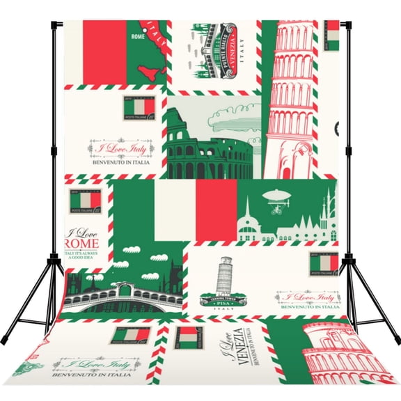 Italian Flag Italy Map Vintage Envelope Photography Backdrop 5x7Ft Background for Photo Studio Video Recording Birthday Party Wedding Home Decor