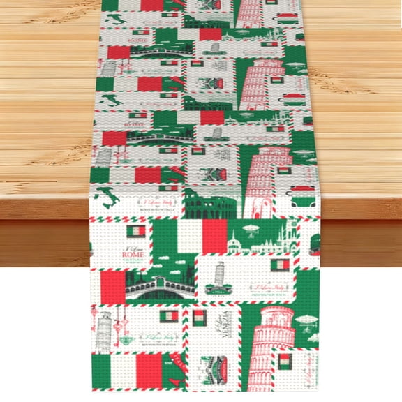 Italian Flag Italy Map Vintage Envelope Table Runner 13x72 Inch for Dining Table Kitchen Wedding Party Decor Fireplace Mantle