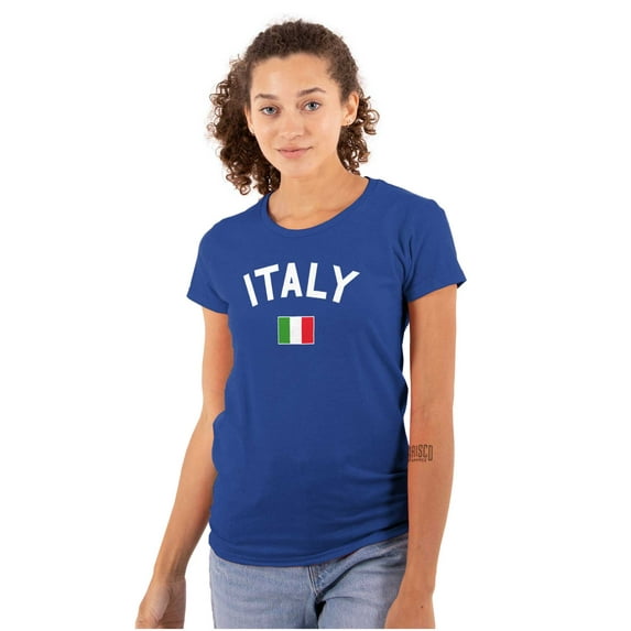 Italian Flag Italy Soccer Fan Pride Womens Slim Fit Graphic Tee Brisco Brands L