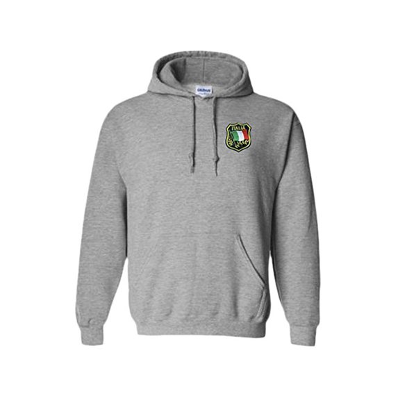 Italian Flag Patch Flag Hooded Sweatshirt Large Light Grey