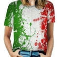 thumbnail image 1 of Italian Flag Splatter Art Womens Tops Women's Fashion Casual Short Sleeve Flower Print Round Neck Pullover Top Blouse, 1 of 6