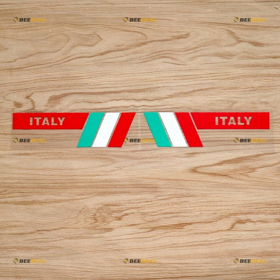 Italian Flag Tricolor Stripes Italy Lettering Car Sticker Decal Vinyl Sport Racing Parallelogram - Pair Mirrored Reversed Red + Tricolor 6" - Fit For Alfa Romeo Maserati Fiat