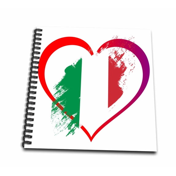3dRose, Italian Flag inside a Heart on White Background Trendy Work, Memory Book 12 x 12 inch
