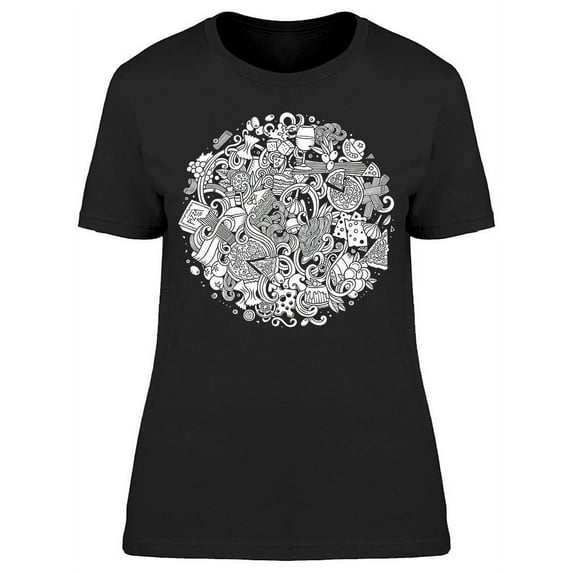 Italian Food Circle T-Shirt Women -Image by Shutterstock, Female Large