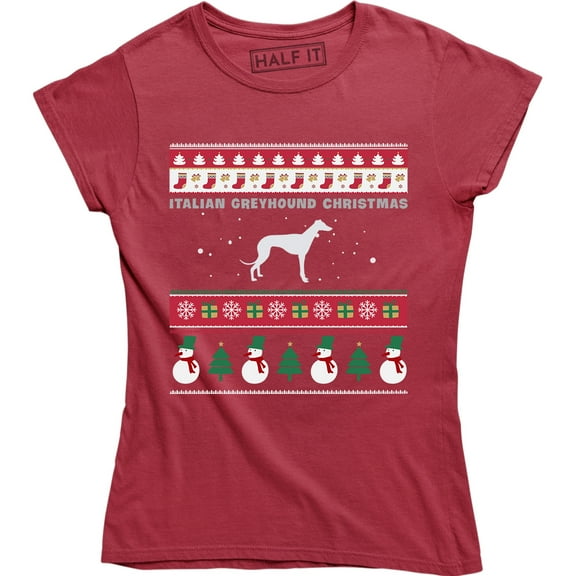 Italian Greyhound Christmas - Xmas Holiday Women Ugly Sweater T-Shirt