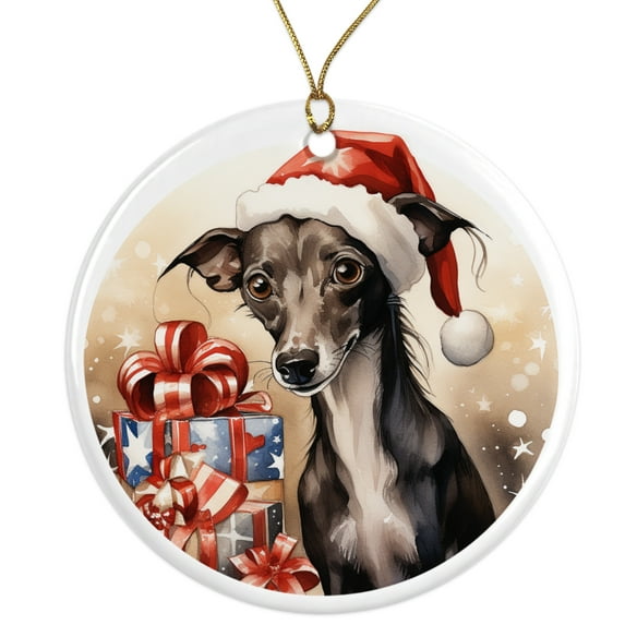 Italian Greyhound Dog Ornament - Pet Ornament for Christmas Tree - 3" Round Ceramic - Printed in USA - Puppy New Dog - Dog Mom - Dog Dad - Pet Owner - Xmas Decoration DOG0130