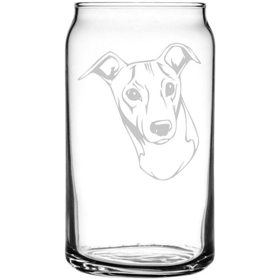 Italian Greyhound Dog Themed Etched All Purpose 16oz Libbey Can Glass