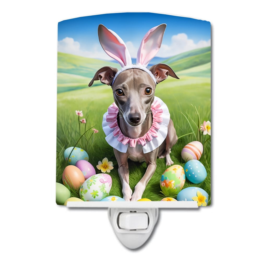 Italian Greyhound Easter Egg Hunt Ceramic Night Light 4 in x 6 in