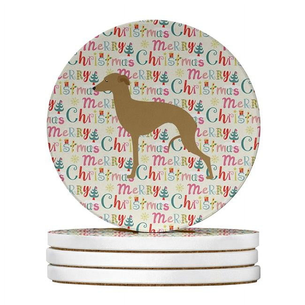 Italian Greyhound Merry Christmas Large Sandstone Coasters Pack of 4 4 in x 4 in