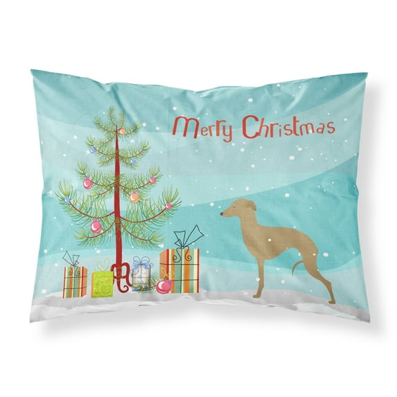 Italian Greyhound Merry Christmas Tree Fabric Standard Pillowcase