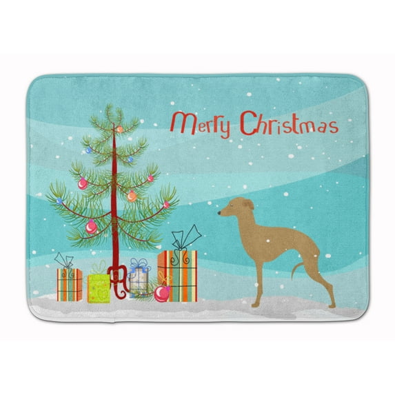 Italian Greyhound Merry Christmas Tree Machine Washable Memory Foam Mat