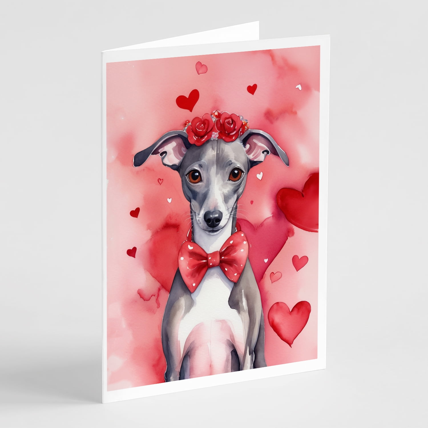Italian Greyhound My Valentine Greeting Cards Pack of 8 7 in x 5 in