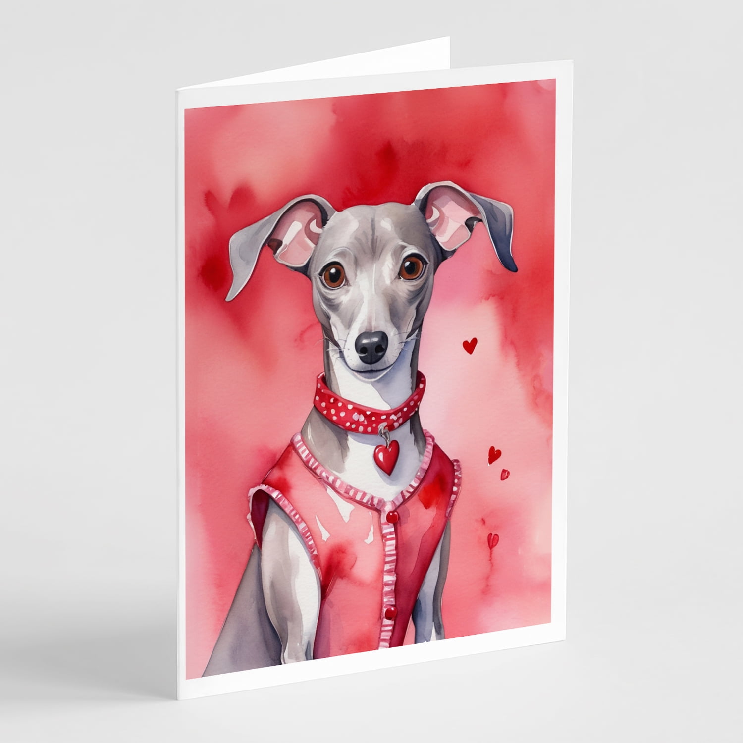 Italian Greyhound My Valentine Greeting Cards Pack of 8 7 in x 5 in