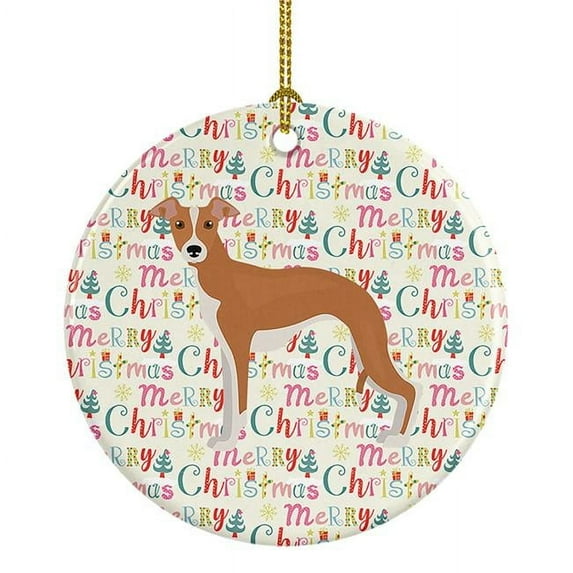 Italian Greyhound #2 Merry Christmas Ceramic Ornament 2.8 in x 2.8 in