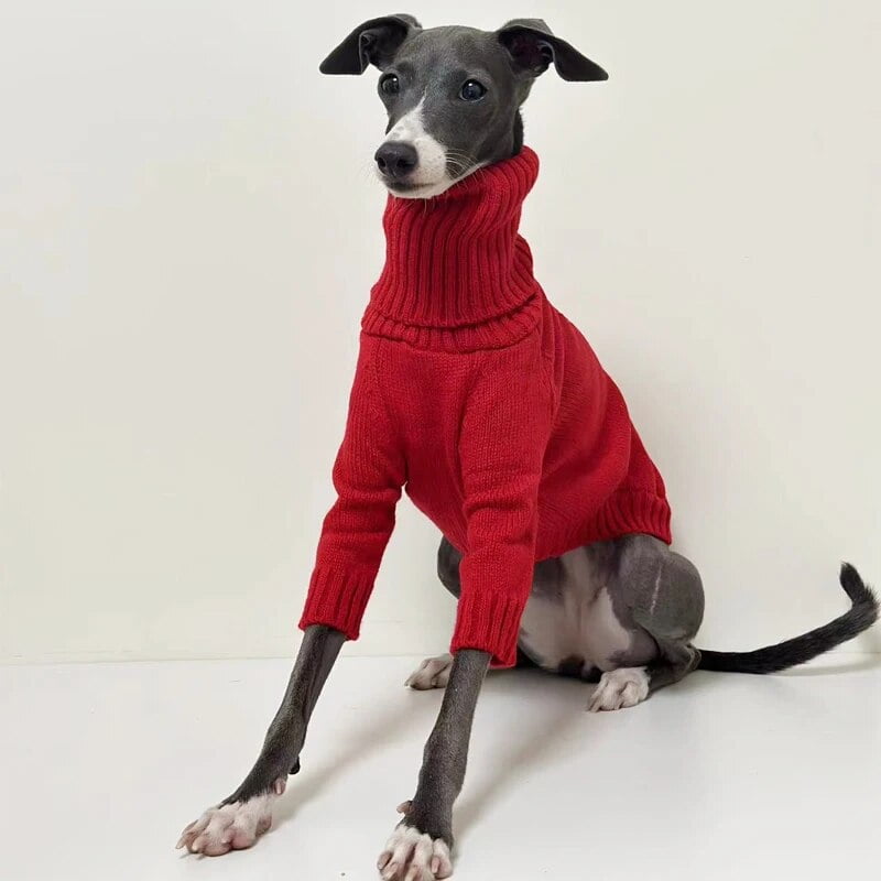 Italian Greyhound Sweater Whippet Turtleneck Red Christmas Knitted Sweater Warm Pet Clothing Walmart