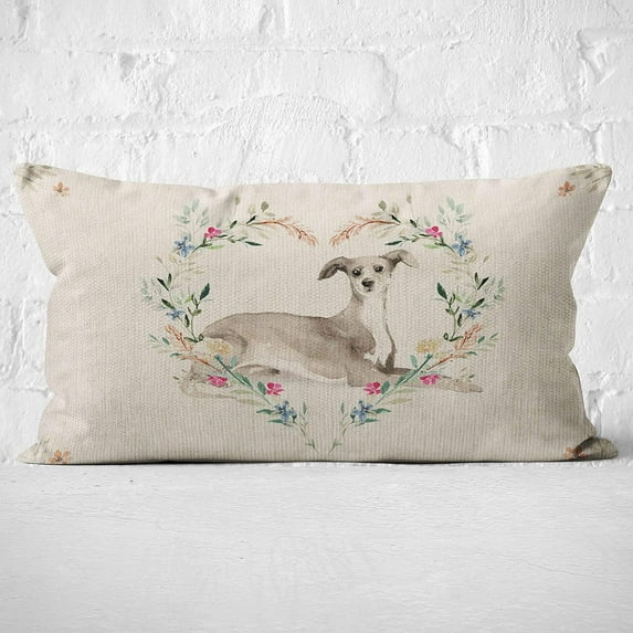 Italian Greyhound Throw Pillow Cover, Dog Lover Gifts, Italian Greyhound Lovers Gifts, Italian Greyhound Mom Gifts, 20X12 Inch Dog Linen Cushion Cover Decoration for Sofa Couch Bed