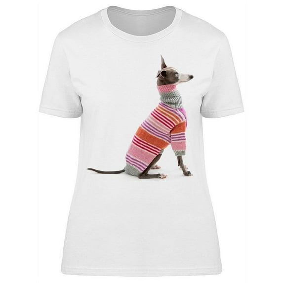 Italian Greyhound With Sweater T-Shirt Women -Image by Shutterstock, Female Large