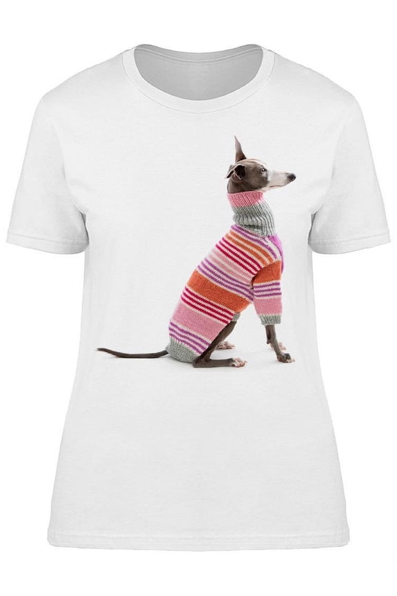 Italian Greyhound With Sweater T-Shirt Women -Image by Shutterstock, Female Medium