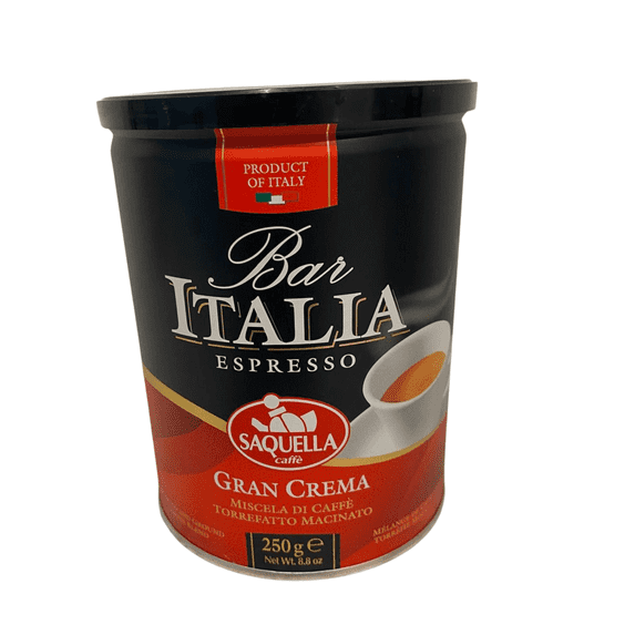 Italian Ground Cofee Bar Italia Espresso Saquella Caffe Gran Crema 250 g