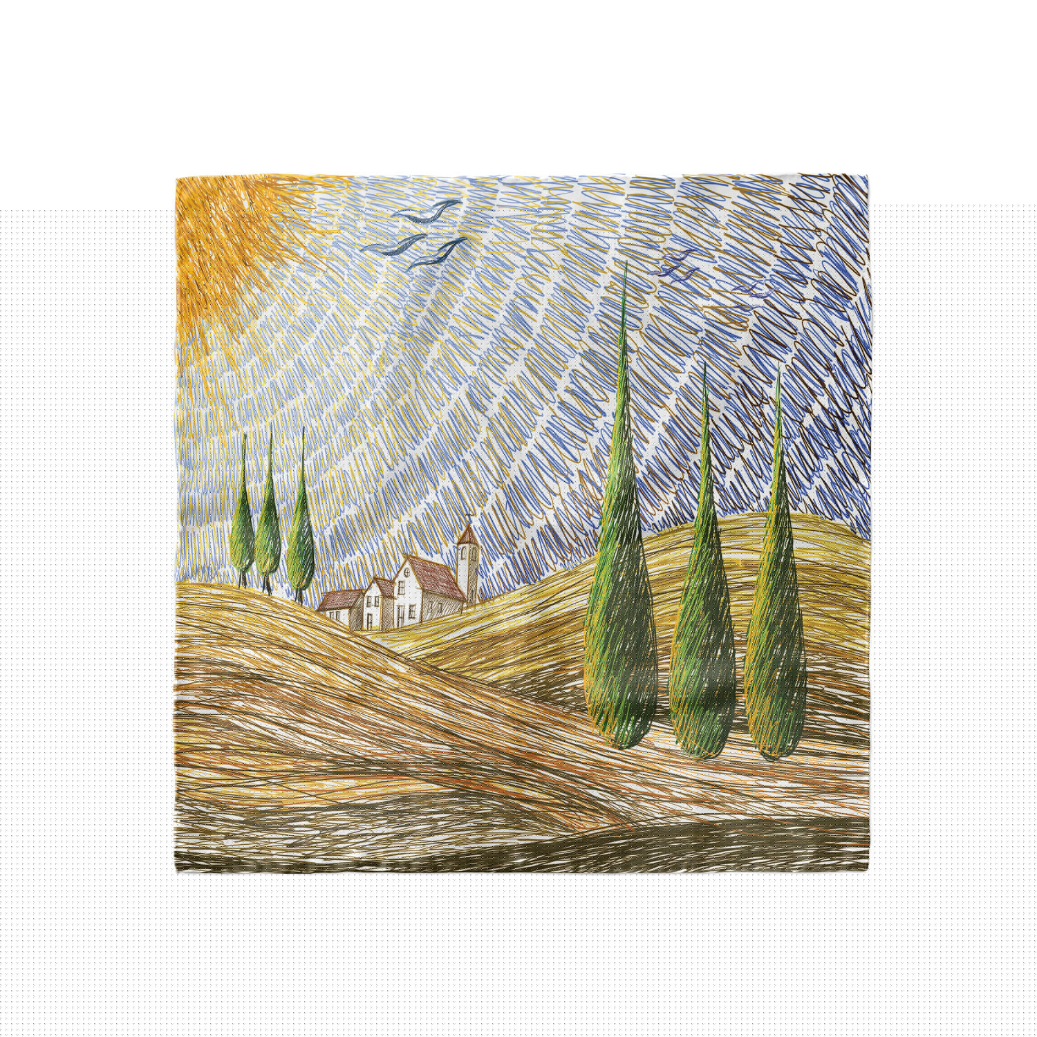 thumbnail image 1 of Italian Head Scarf, Rural Fields Europe, Head Wrap, 3 Sizes, by Ambesonne, 1 of 2
