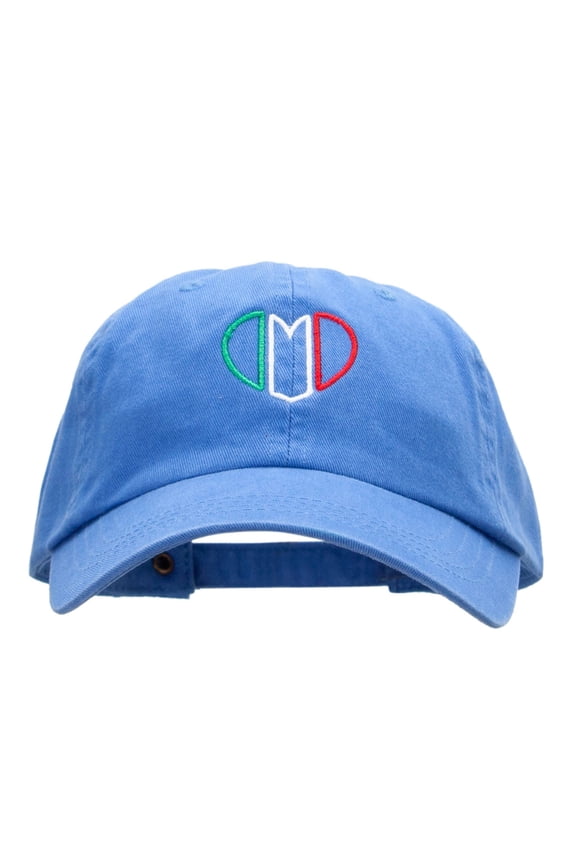 Italian Heart Embroidered Low Profile Dyed Washed Caps - Royal OSFM