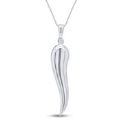 AFFY Italian Horn Charm Pendant Necklace In 14K White Gold Over Sterling Silver
